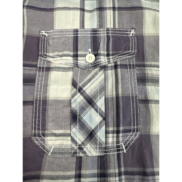 Guess Los Angeles Mens Western Style Plaid Short Sleeve Button Up Shirt size XXL - Picture 3 of 8